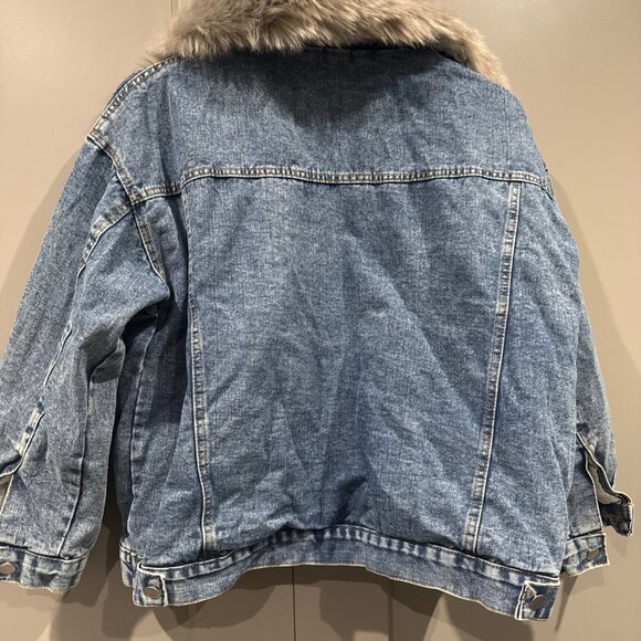 Ladies Jean Jacket Removable Faux Fur Coller Size XL - Picture 5 of 5